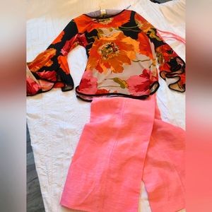 Coco Bianco top and Linen Drawstring Pants to go with. Multicolor Fun Festivenes